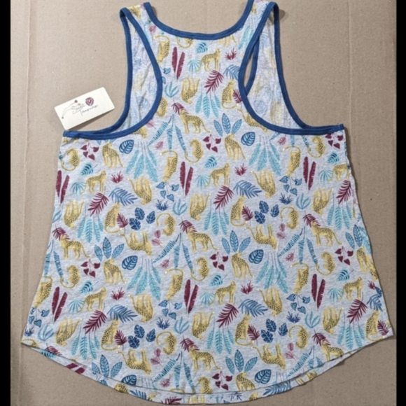 Women's Cheetah Tropical Print Top and Bottoms 2 PC Pajamas Set, Size Large, NWT - Picture 3 of 7